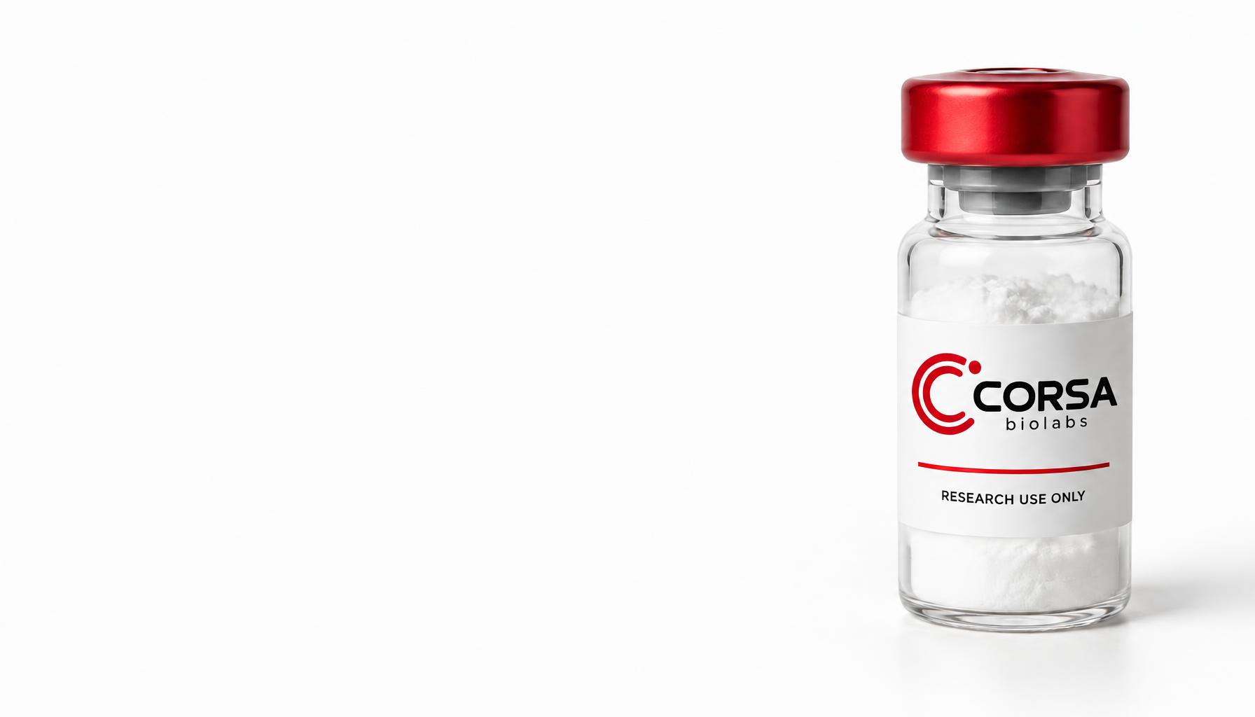 Single CORSA biolabs branded research vial illustration